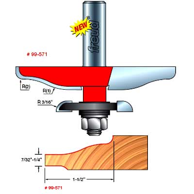 Ogee Style Freud Quadra-Cut™ Raised Panel Bit #99-571with Backcutter